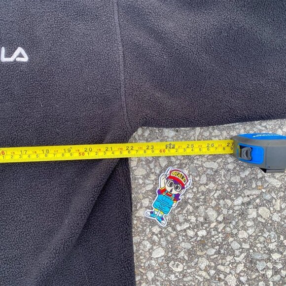 Vintage 90s Fila Black Embroidered Logo Fleece Sweater Made In Canada Medium - Picture 6 of 7